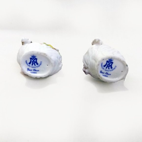 Vintage Pair Of Miniature-Maruri Masterpiece China Fruit Topiaries-Fruit Baskets - Picture 7 of 8